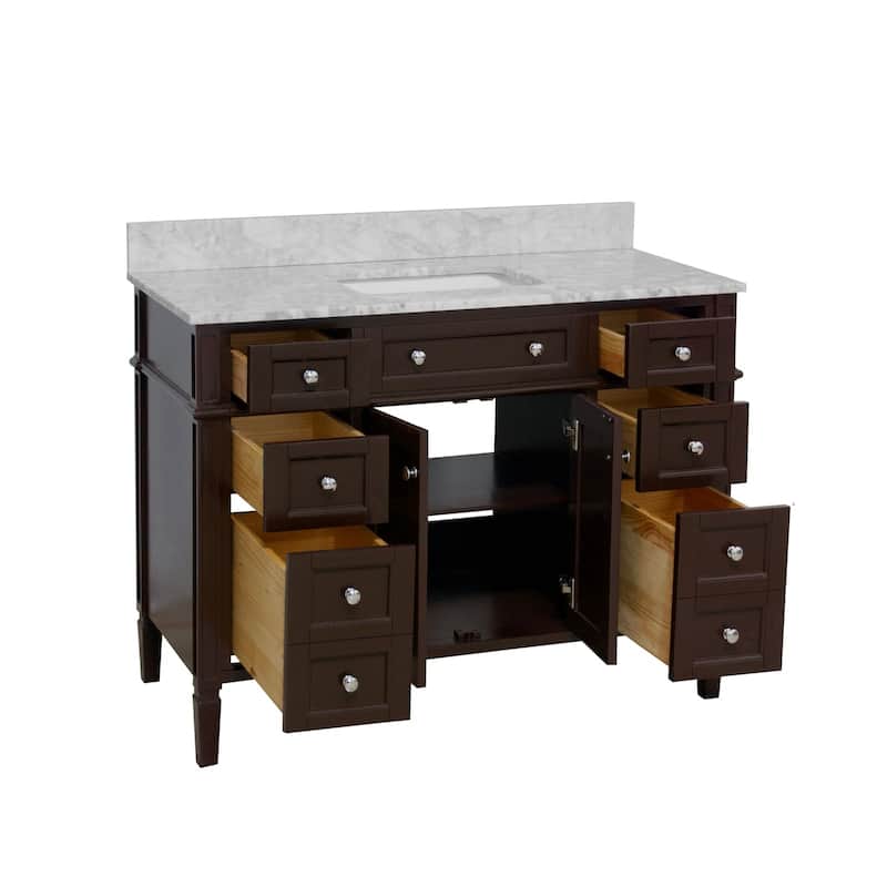 KitchenBathCollection Hailey 48" Bathroom Vanity with Carrara Marble Top