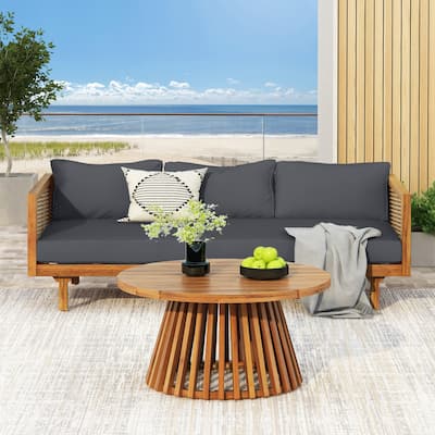 Christopher Knight Home - Zika Outdoor Acacia Wood Coffee Table and Daybed Set