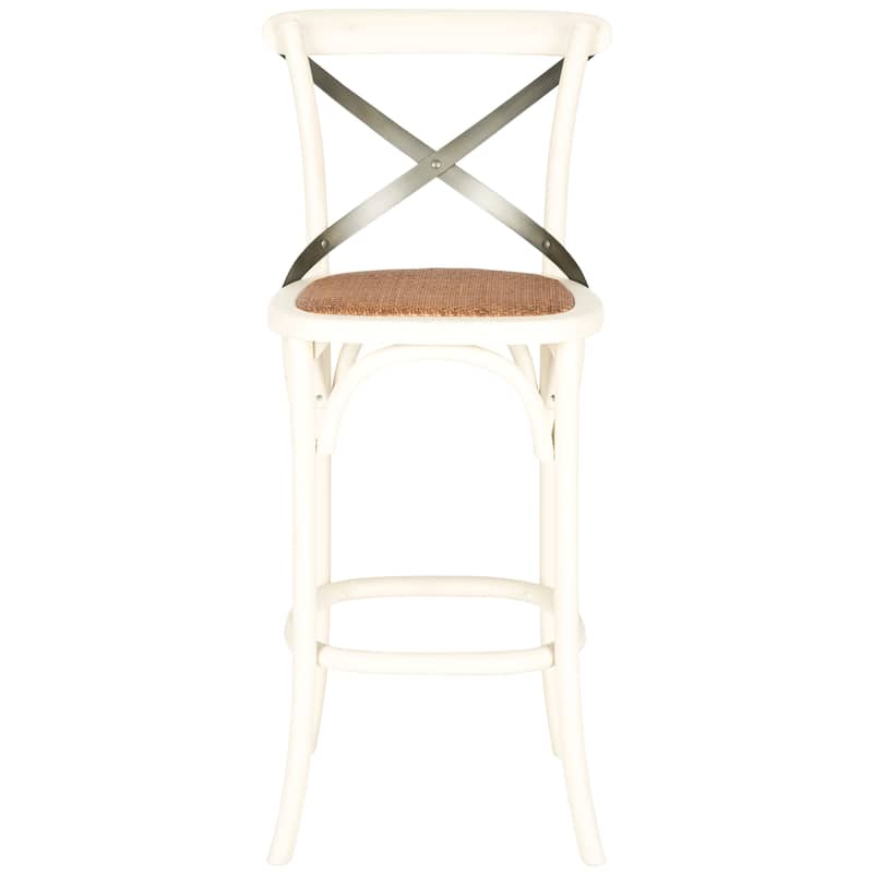 SAFAVIEH Azisa 30-inch x-Back Antique White Bar Stool - 20Wx21Dx44H