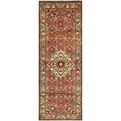 Vintage Distressed Ashmaan Rust/Ivory Runner - 3'5" x 9'7"