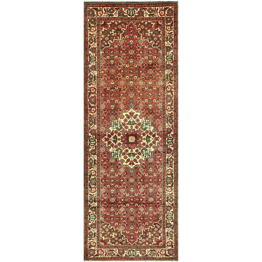 Vintage Distressed Ashmaan Rust/Ivory Runner - 3'5" x 9'7"