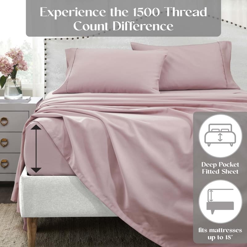 Superior Cotton Blend Solid 1500 Thread Count Deep Pocket Bed Sheet Set