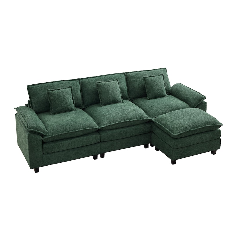Modular Chenille Sectional Sofa with Ottomans, Deep Seat, Wide Padded Armrests, 2-Seat / 3-Seat / 4-Seat Options