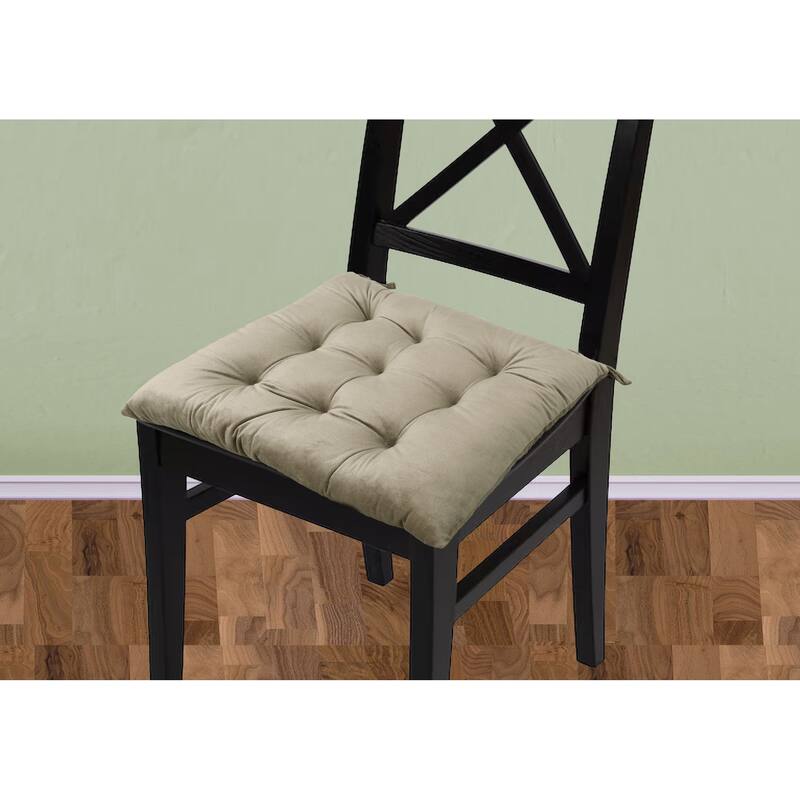 Handmade Velvet Chair Seat Pads Cushions with Ties - Tufted - 16''x16'' 3''Thick by Cozy Trends™