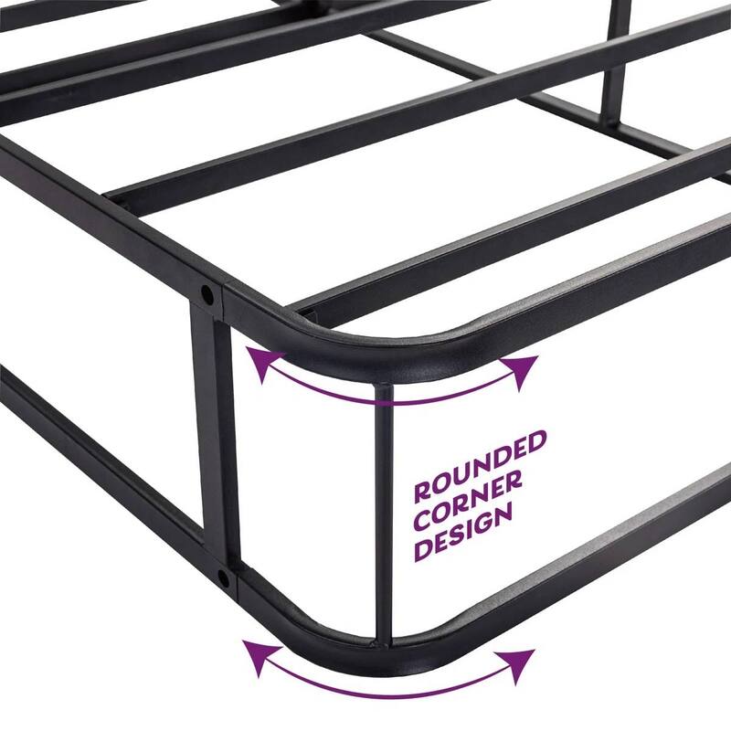Black Metal Low Profile Box Spring Mattress Foundation with Cover