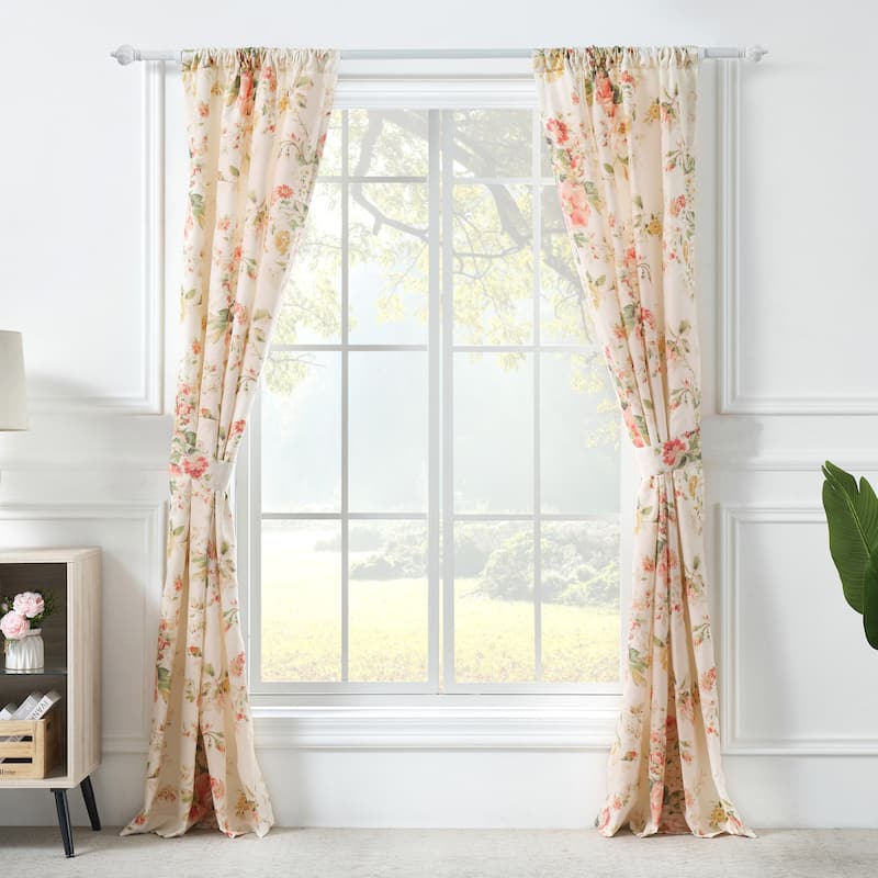 Greenland Home Fashions Grace Extra Wide Curtains - 84-inch Farmhouse Floral Curtain Panels (Set of 2)