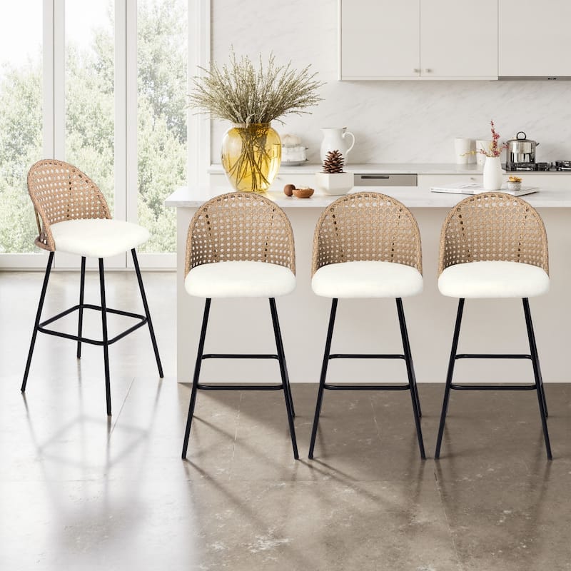 29.52"H Upholstered Bar Stools/ Counter Stools with Metal Leg Set of 4 - Set of 4 - Beige