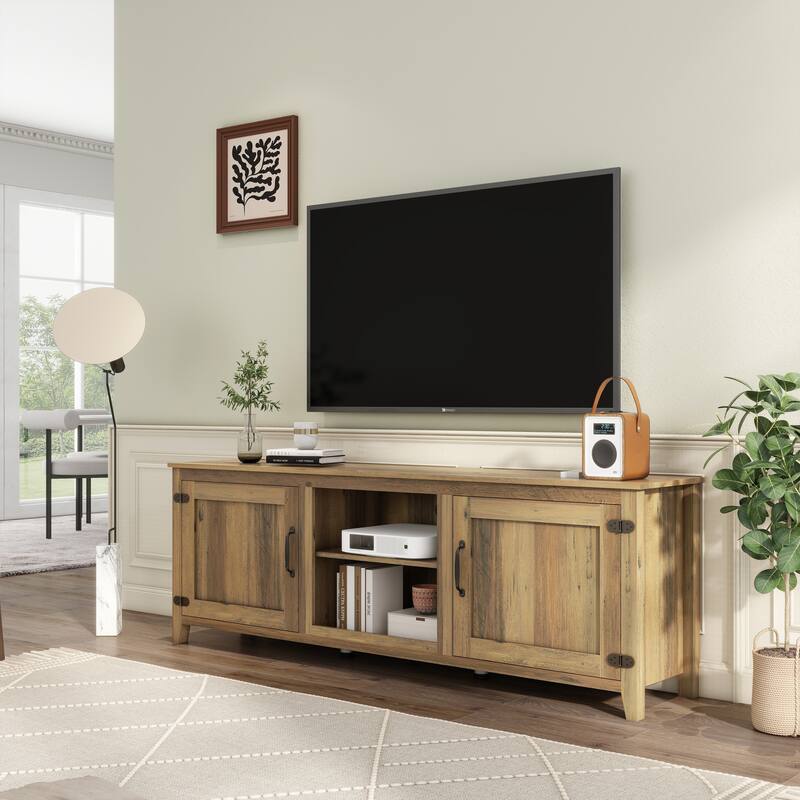 Wood Storage Cabinet Media Console for TVs up to 80"