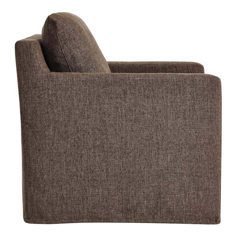 Serene Fabric Slipcovered Swivel Armchair