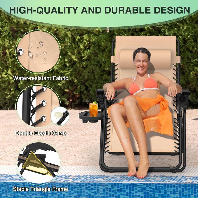 Zero Gravity Chairs Set of 2, Zero Gravity Lounge Chair, Reclining Patio Chairs Folding Recliner for Indoor and Outdoor
