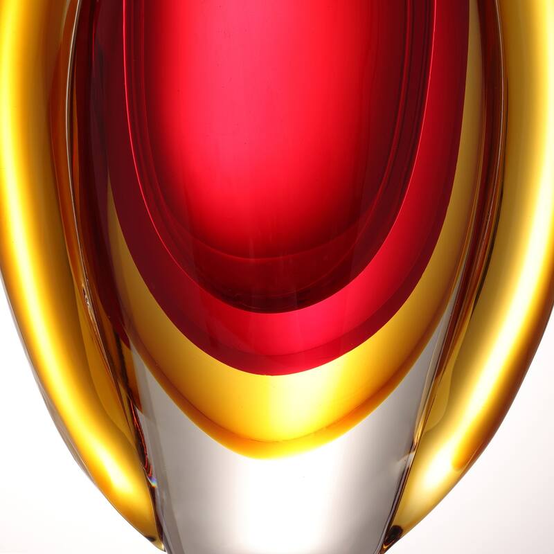 Luxury Lane Hand Blown Sommerso Oval Art Glass Vase 8.5-10 inch tall
