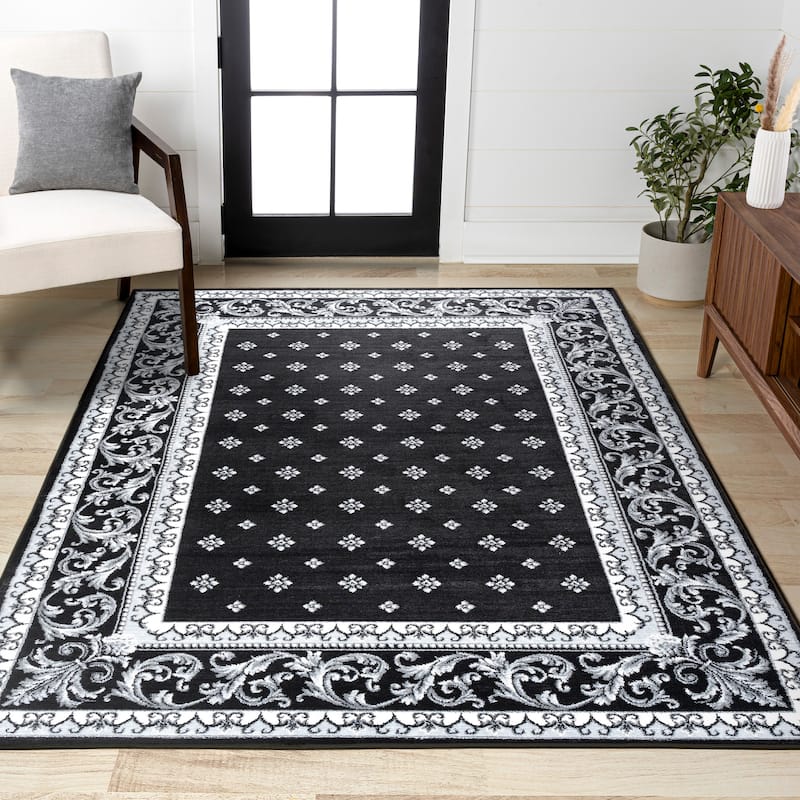 JONATHAN Y Marrakesh French Border Area Rug - 8 X 10 - Black/Gray