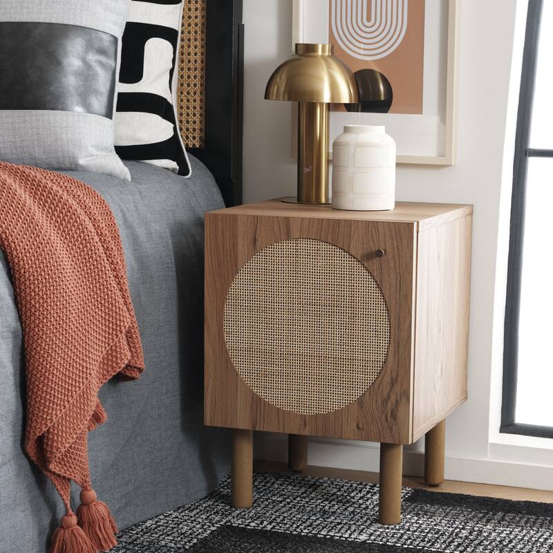SAFAVIEH Barrie Single Door Nightstand - Oak/Natural