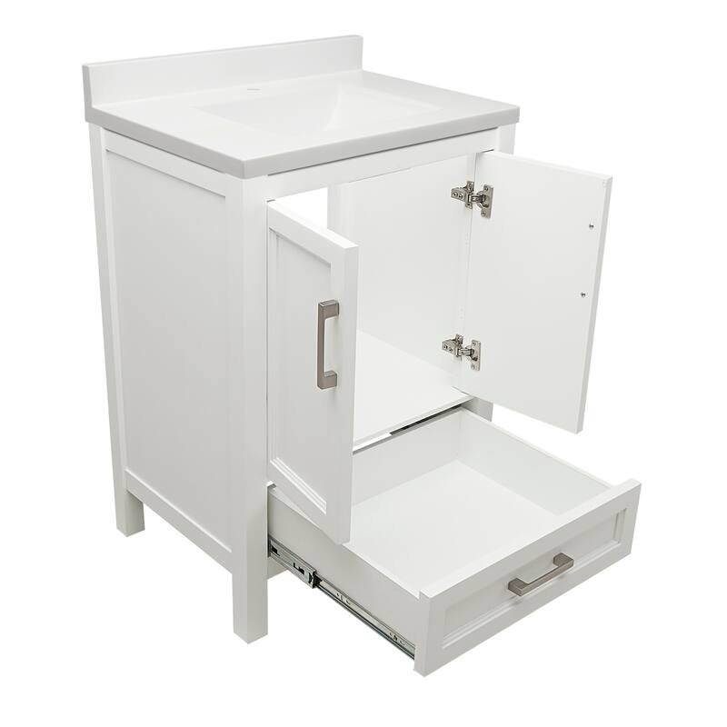 Nevado 25 in. W x 19 in. D x 36 in. H Bath Vanity in with White Cultured Marble Top Single Hole