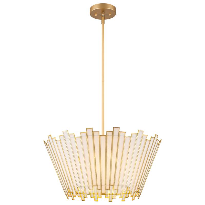 4-Light Modern Metal & GlassChandelier with White Jade Glass Shade for Living Room - 4 Light