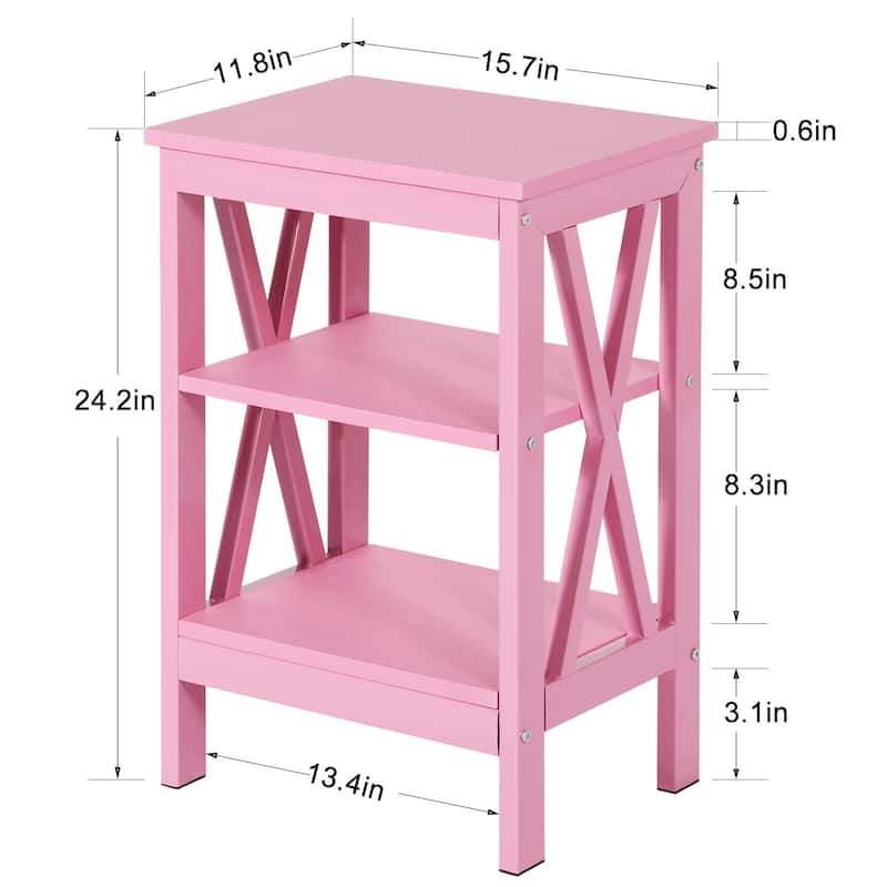 Javlergo Set of 2 Nightstand Bedside Table, Modern Small Side End Table with Open Storage Shelves