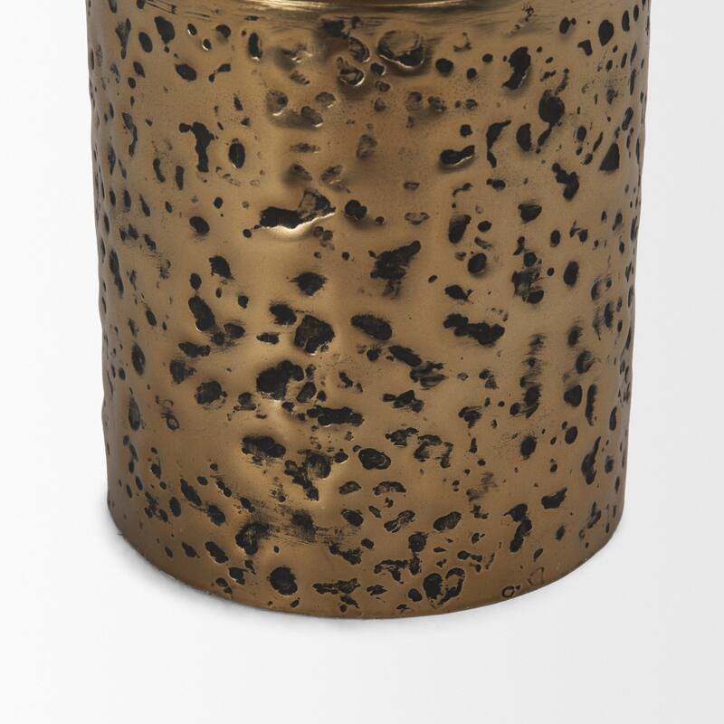 Akira Large Hammered Gold Metal Pillar Candle Holder