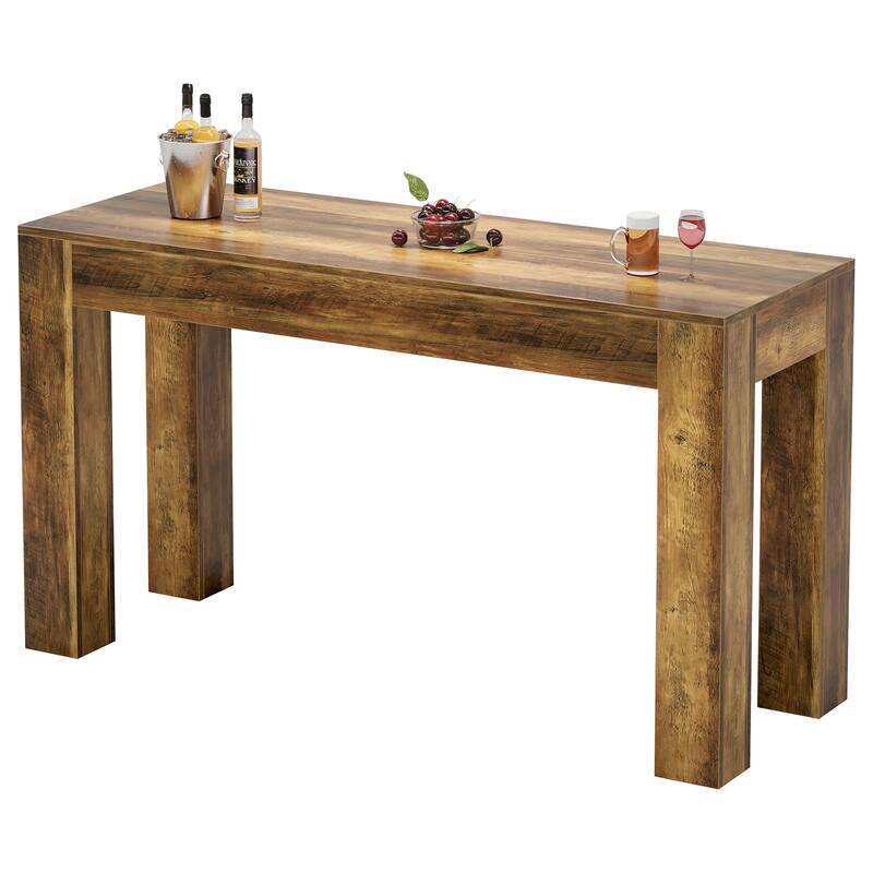 63" Wooden Counter Height Bar Table, Rectangular High Top Dining Table for Kitchen, Home Bar, Living Room
