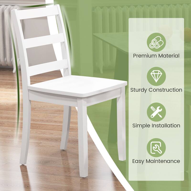 Gymax Dining Chairs Set of 4 Wood Dining Room Kitchen Side Chairs for
