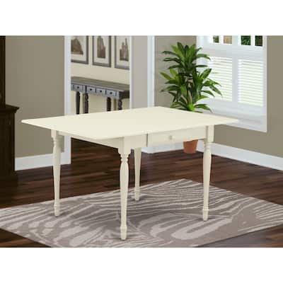 Rectangular Dining Table with Drop Leaves - 36x54 Inch Kitchen Table - Linen White Finish - 54