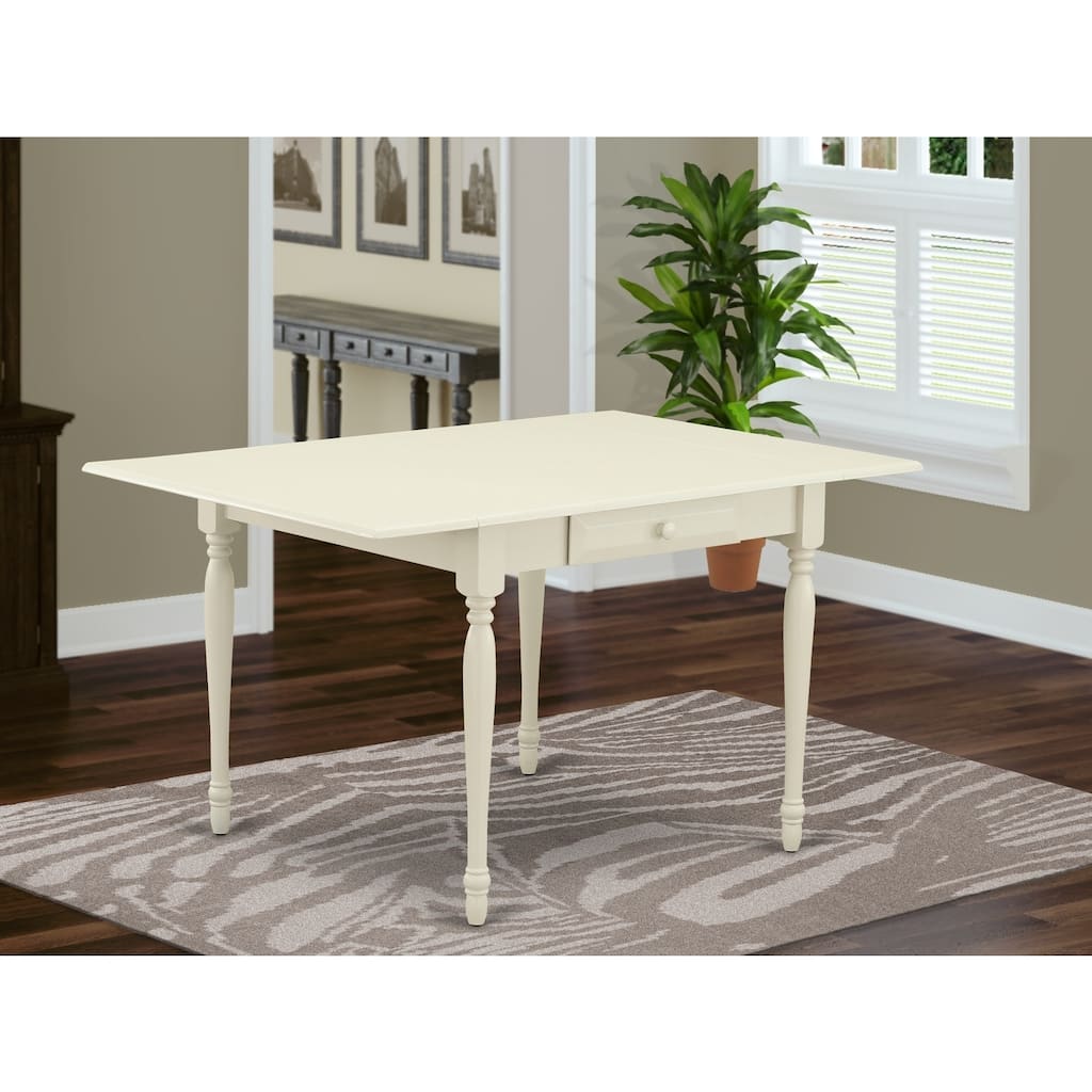 Rectangular Dining Table with Drop Leaves - 36x54 Inch Kitchen Table - Linen White Finish - 54
