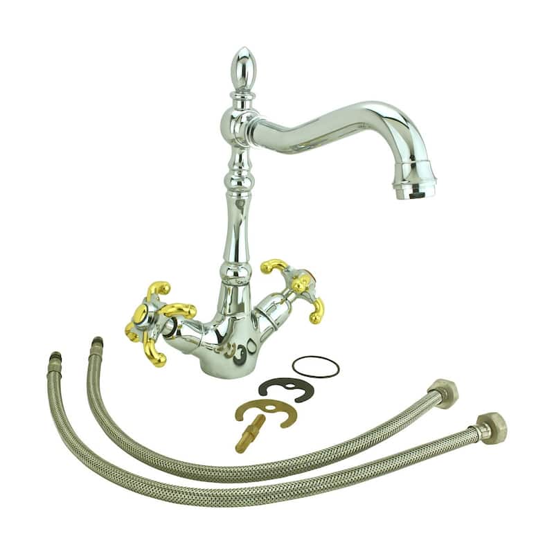 Kitchen Faucet Gooseneck Swivel Chrome Single Hole 2 Handles| Renovator's Supply
