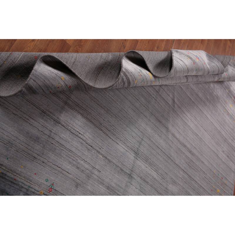 Gray Gabbeh Oriental Area Rug Handmade Wool Carpet - 8'2" x 9'8"