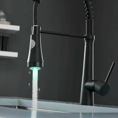 LED Light Commercial 1-Handle Pulldown Kitchen Faucet