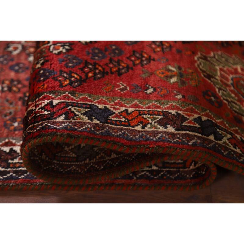 Hand Knotted Oriental 100% Wool Carpet Traditional Tribal Navy Blue & Blues Shiraz Area Rug - 5' 4'' X 3' 8''