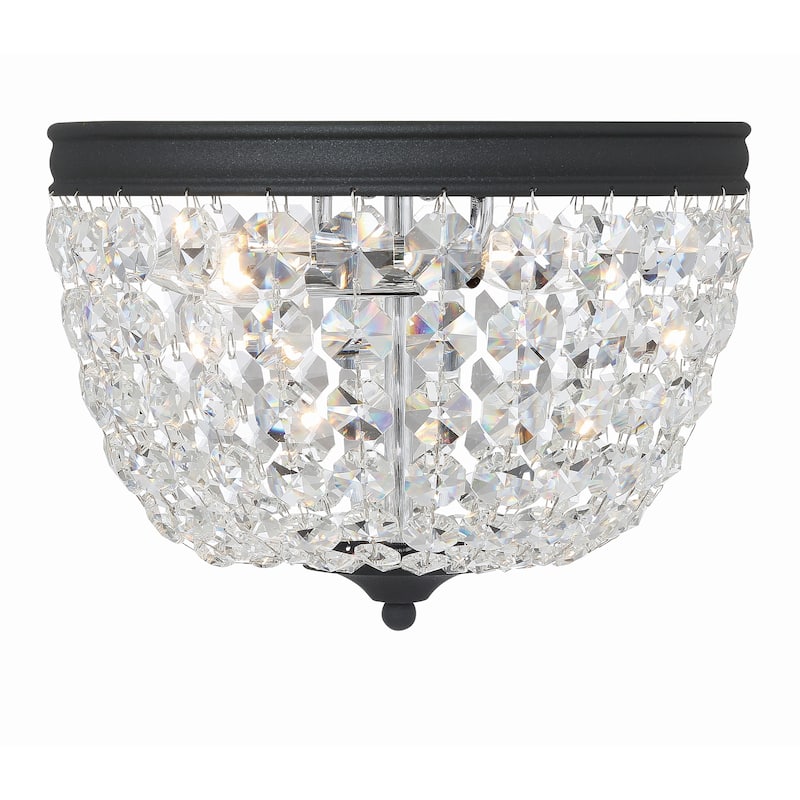 Nola 2 Light Black Forged Ceiling Mount - 11.5"W x 8.5"H - 11.5"W x 8.5"H