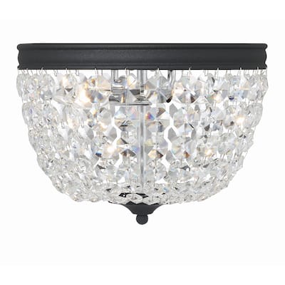 Nola 2 Light Black Forged Ceiling Mount - 11.5"W x 8.5"H