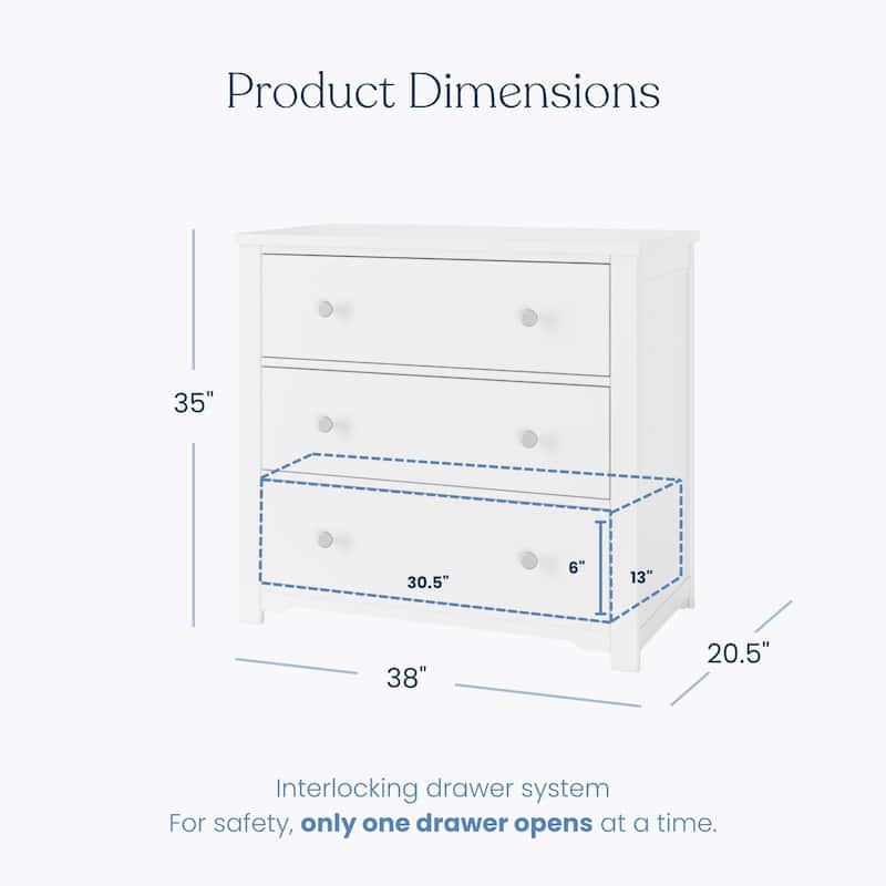 Child Craft Harmony 3-drawer Dresser with Dressing Kit
