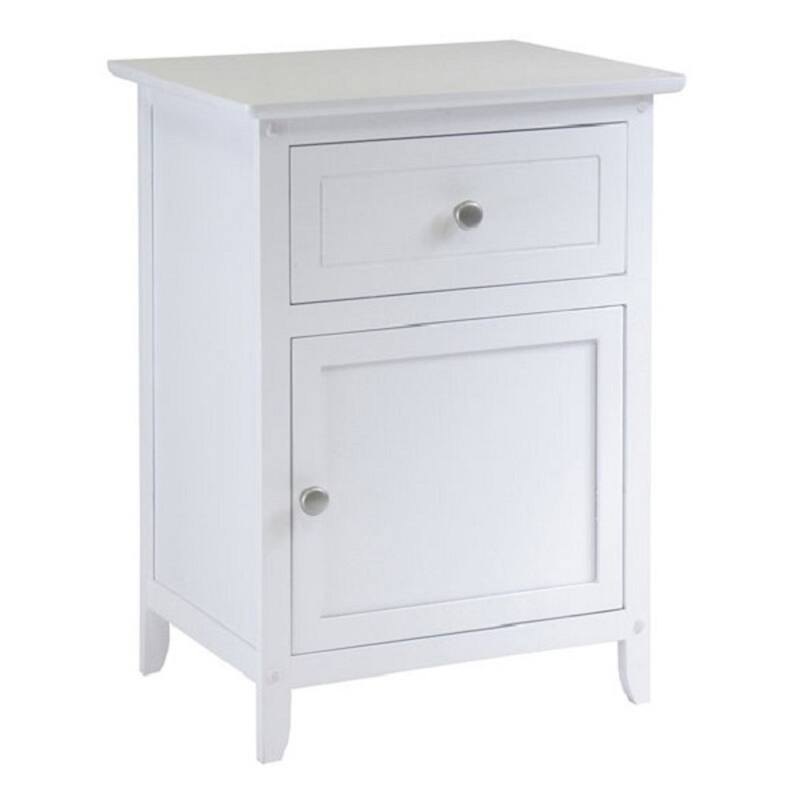 Wooden Nightstand with Drawer - 25" - White