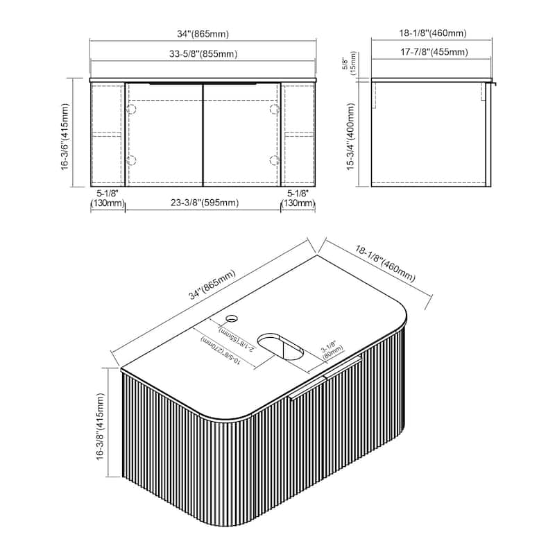 Dillon 36" Single Vanity 5 Pc Combo