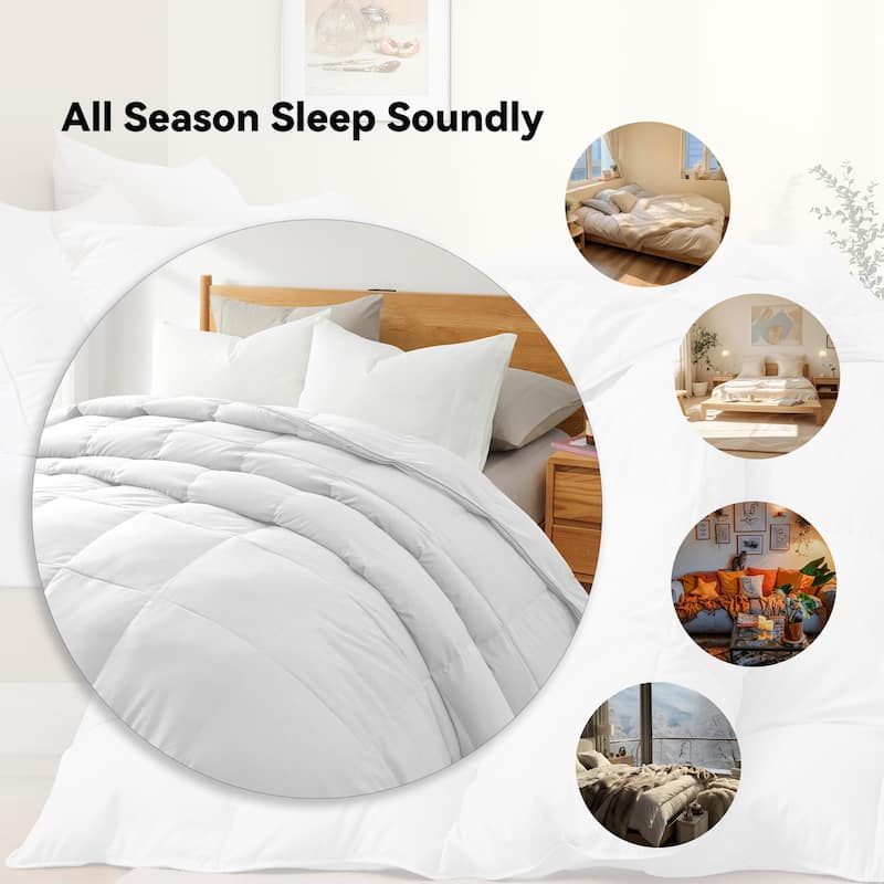 All Season Medium to Extra Warmth White Feather Down Comforter Duvet Insert