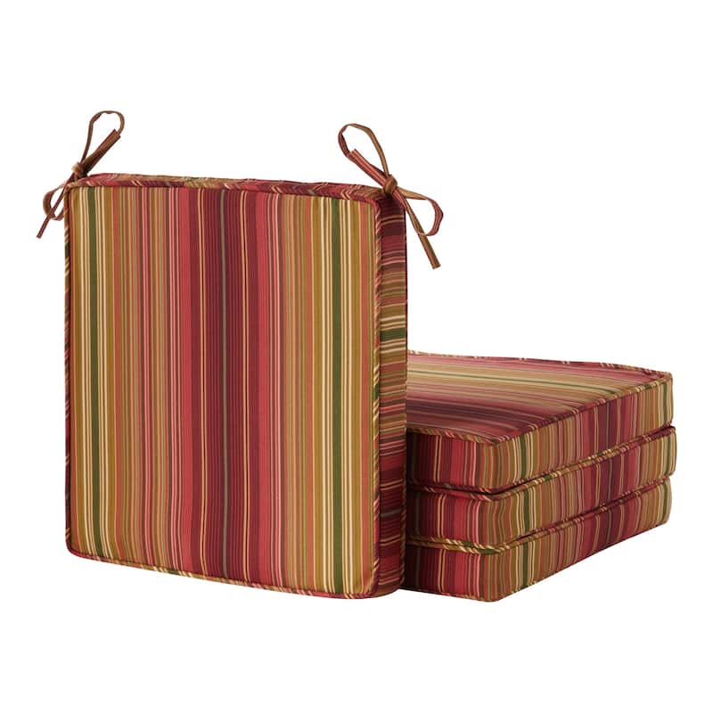 Greendale Home Fashions 18-Inch Square Outdoor Chair Pad (4-Pack) - Kinnabari Stripe