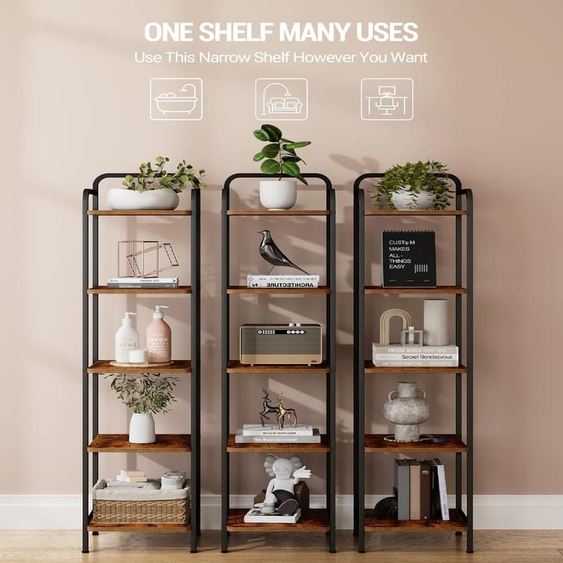 Narrow Book Shelf - 13"D x 11.8"W x 54"H