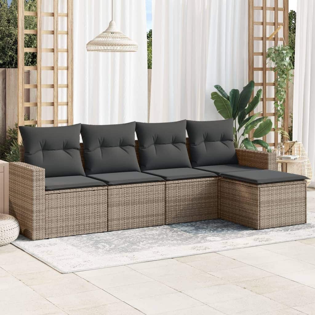 vidaXL Garden Sofa Set Grey PE rattan 25.8x24.4x27.2 in Modular - 24.4 x 25.8 x 27.2