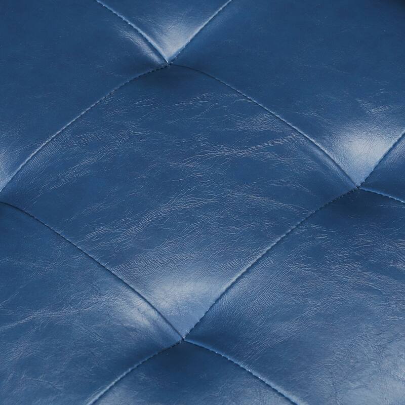 Adeco Bonded Leather Storage Ottoman Square Tufted Cube Footstool