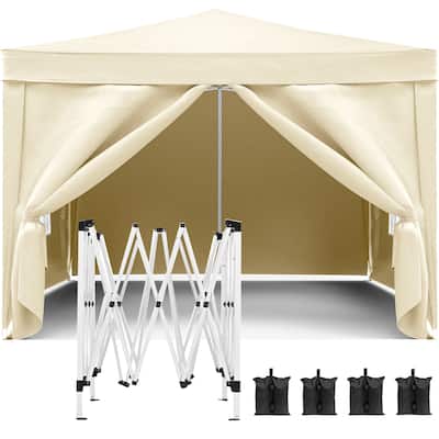 10'x10' Folding Canopy,4 Removable Sidewall Shelter UPF 50,Gazebo Portable Tents,EZ Pop Up Canopy 4pcs Weight Bag,Carry Bag