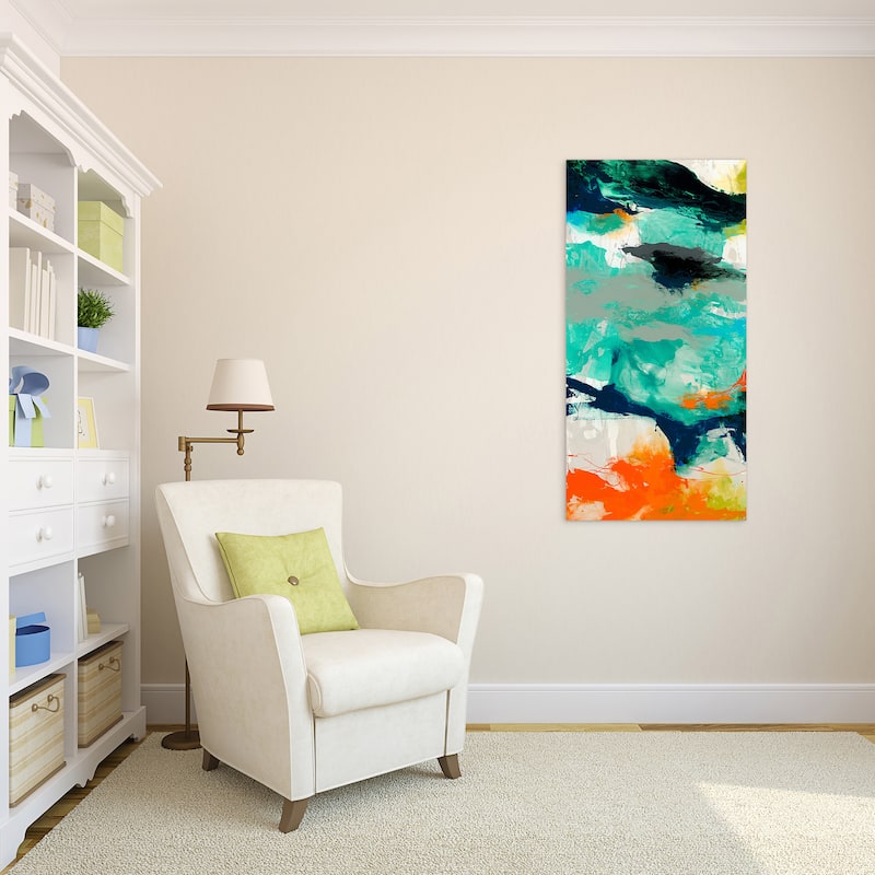 "Tidal Abstract 2" Frameless Free Floating Tempered Glass Panel Graphic Wall Art