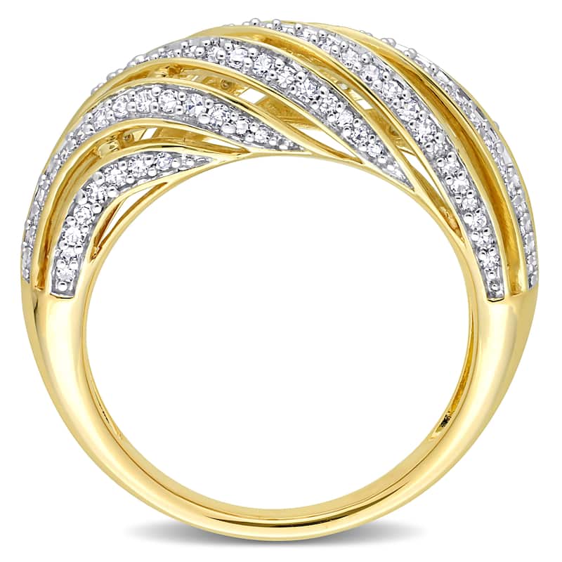 Miadora 1/2ct TDW Diamond Swirl Design Ring in 14k Yellow Gold