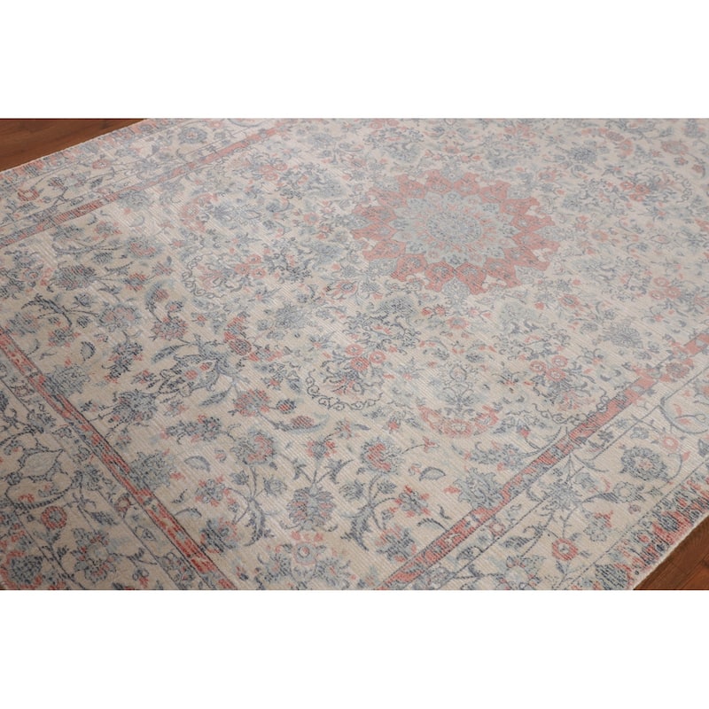 Floral Abstract Oriental Area Rug Hand-Knotted Wool Carpet - 5'3"x 7'6"