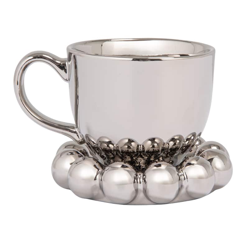 Stoneware Mug with Ball Edge Saucer