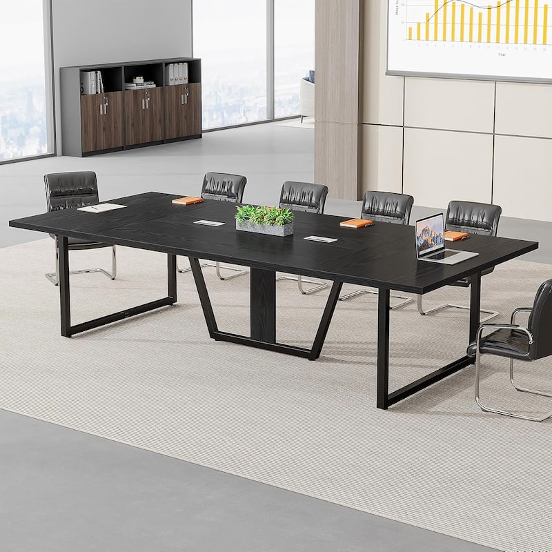8FT Large Conference Table with Strong Metal Frame for Office Conference
