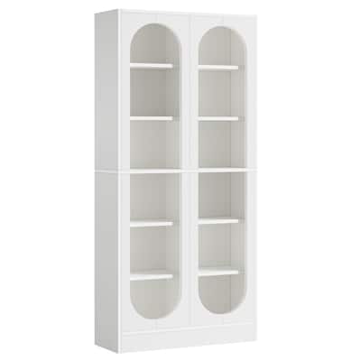 White Tall Bookshelf 6-Tier Bookcase with 12 Compartments