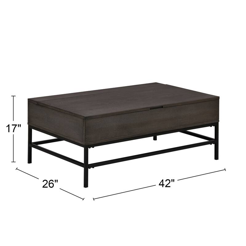 MDF Lift Top Coffee Table with Metal Base in Espresso and Black