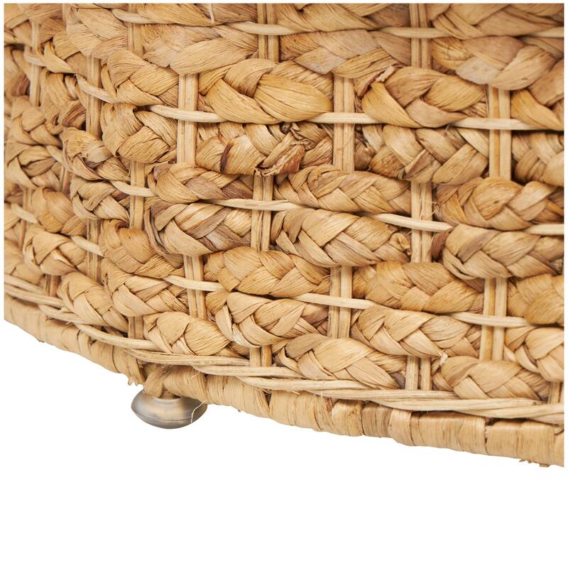 Seagrass Handmade Woven Accent Table with Glass Top - Brown - Roche River Decor - 20"W, 24"H