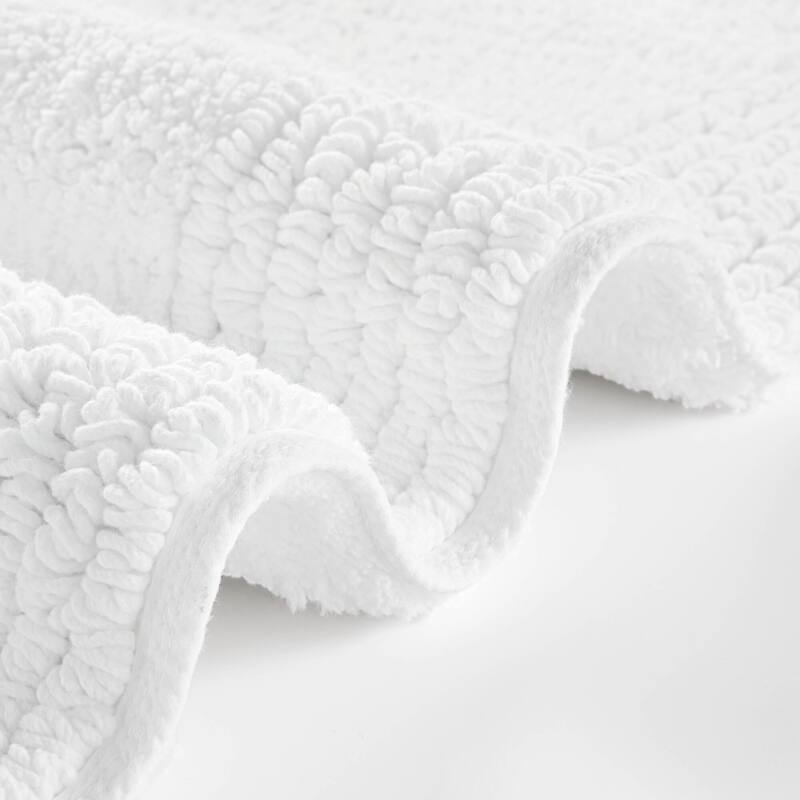 1 PCS 20x30"Tufted 3000 GSM Reversible Bath Rug White - 3' x 2'