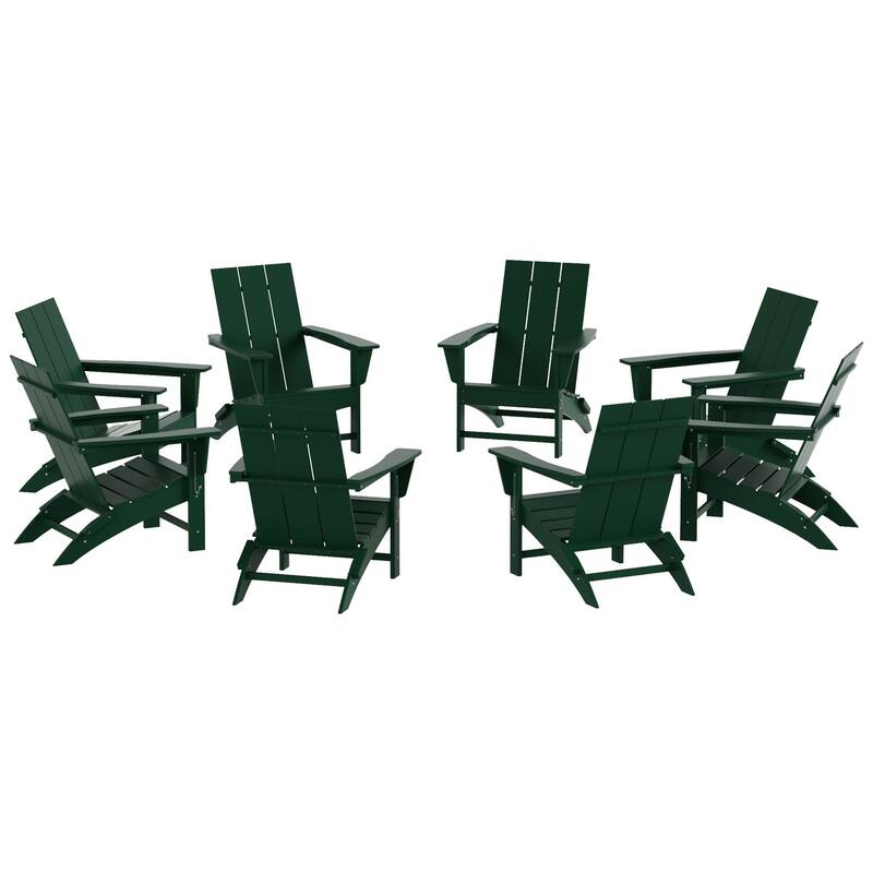 Shoreside Modern Poly Folding Eco-Friendly All Weather Adirondack Chair (Set of 8)